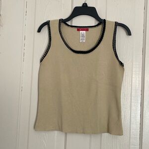 Anne Klein Tan Tank Top with Black Accents